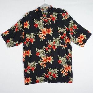 Puritan Mens Shirt Size Large 42/44 Button Front Pocket Collared Floral Rayon